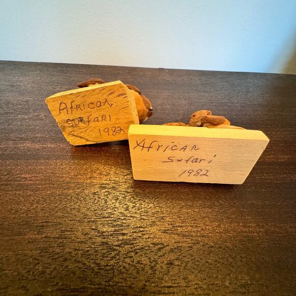 Vintage 1982 Two African Wood Carvings Man Woman Hand Carved 3” Figures Folk Art - Picture 13 of 13